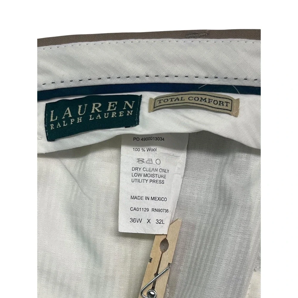 Ralph Lauren 36x32 Dress Pants Trousers Total Comfort Wool Pleated High Waisted